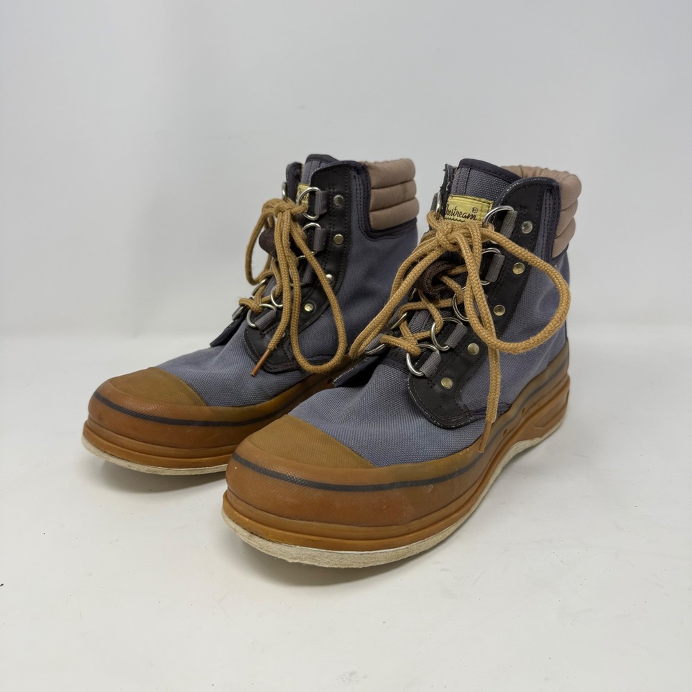 Hodgman Lakestream Wading Boots Blue Grey Canvas Felt Sole Mens 7 19210